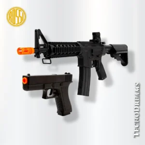 Rifle Rossi Kit Rifle Airsoft M4A1 + Pistola V307 + Esferas Bbs 6mm 0,20g (1000 Un)
