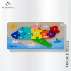 Quebra-Cabeça Infantil de Madeira – Avião Colorido