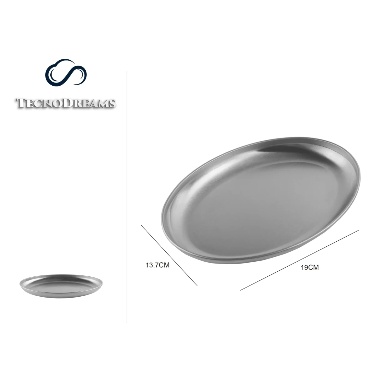 Travessa TD Inox Oval Prateada 7 Polegadas (610374)