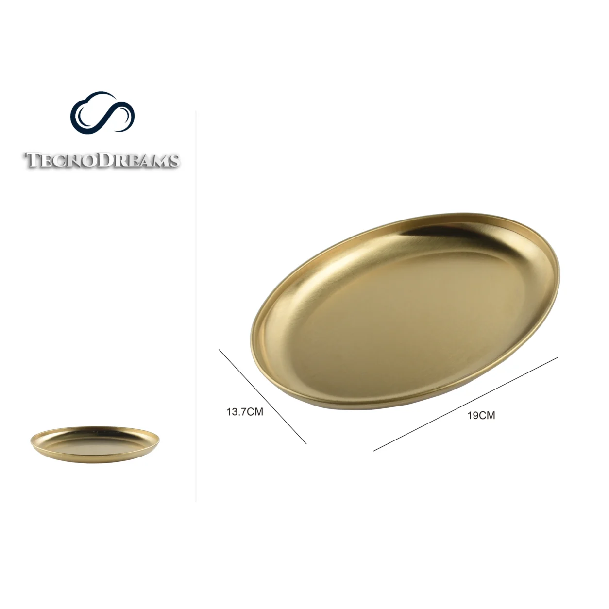 Travessa TD Inox Oval Dourada 7 Polegadas (610375)