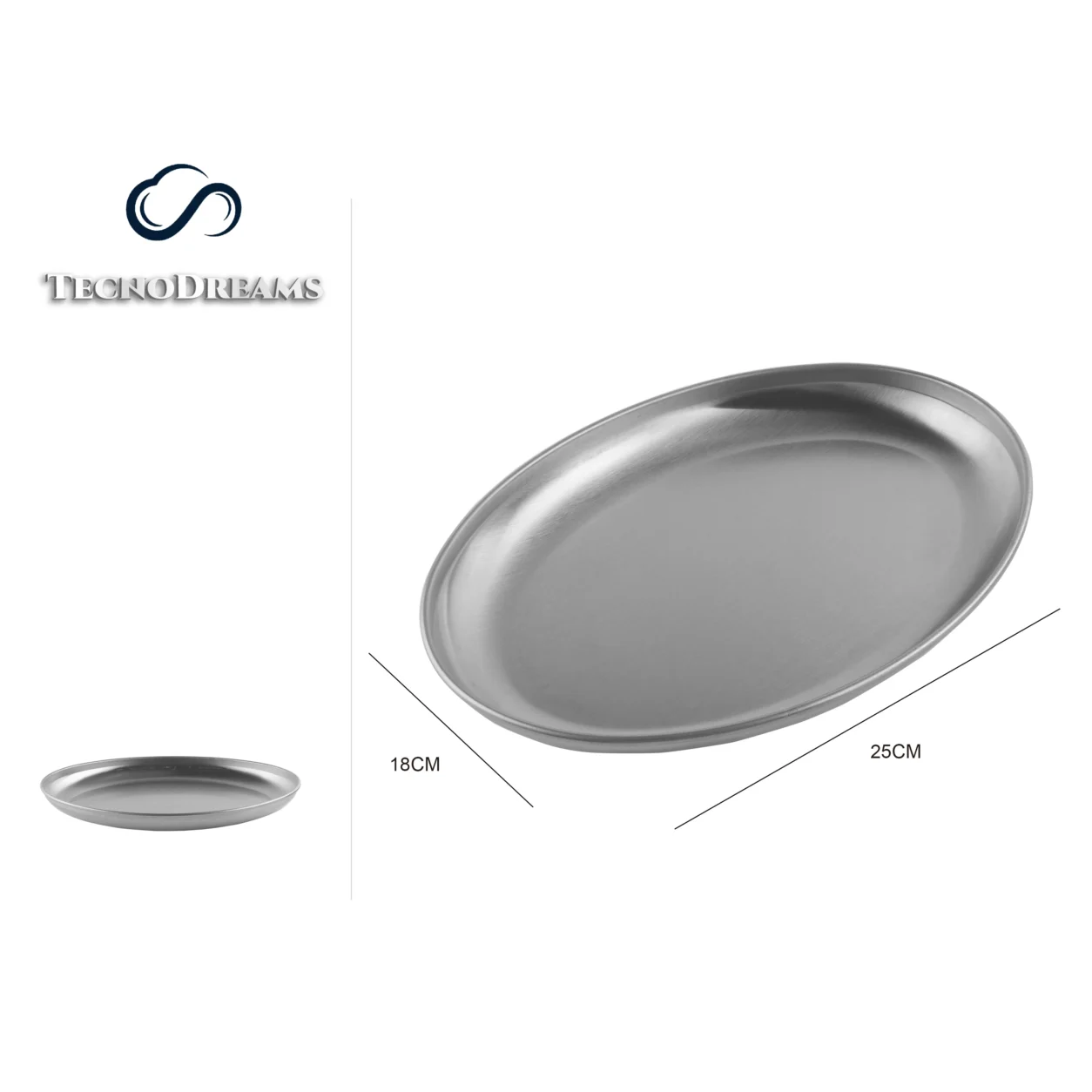 Travessa TD Inox Oval Prateada 10 Polegadas (610376)