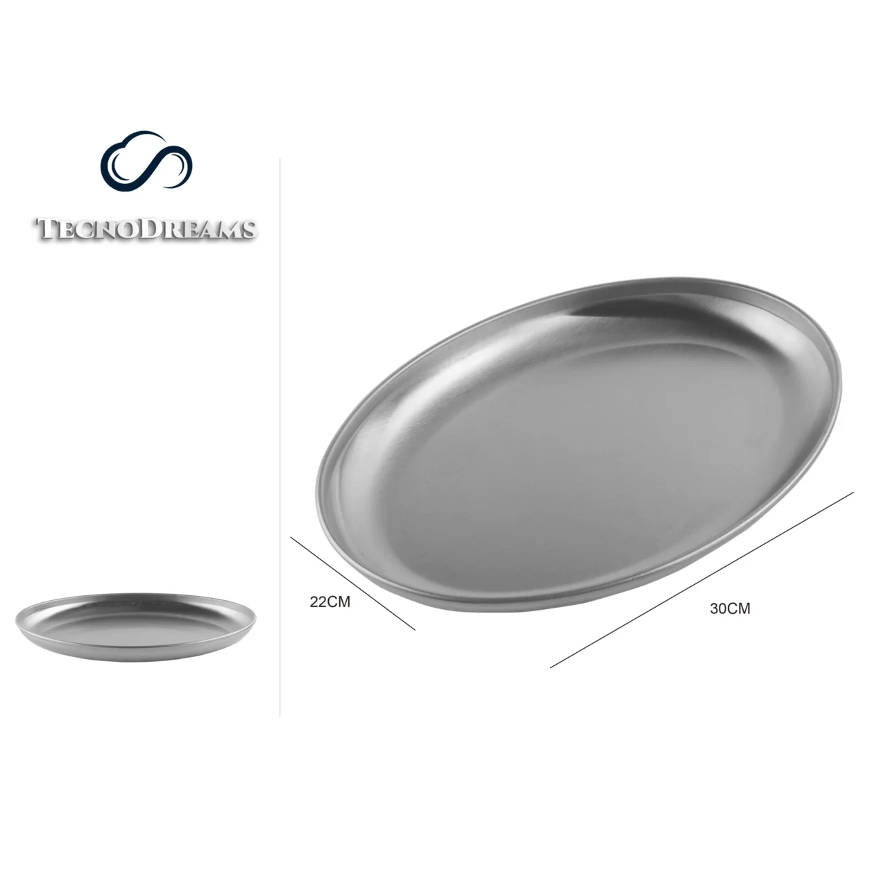 Travessa TD Inox Oval Prateada 12 Polegadas (610378)