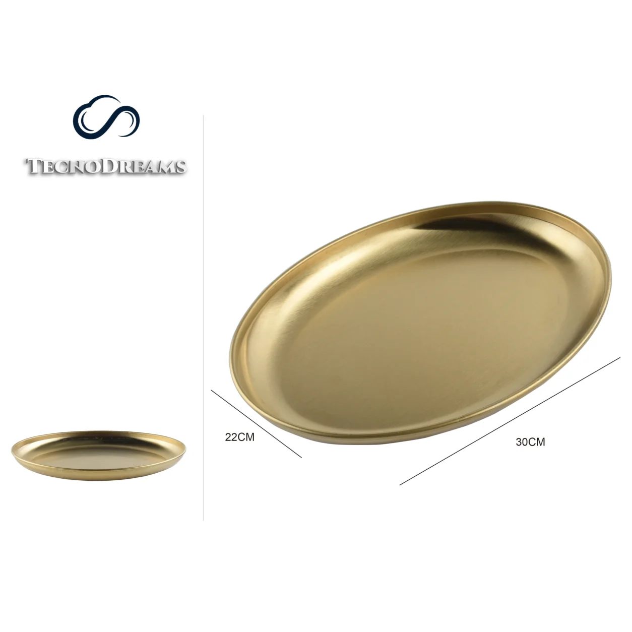 Travessa TD Inox Oval Dourada 12 Polegadas (610379)